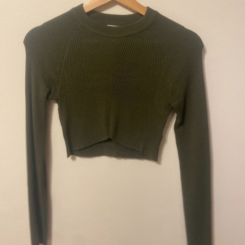 Olive green cropped sweater
